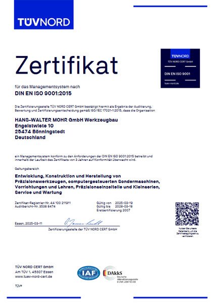 ISO 9001 Zertifikat